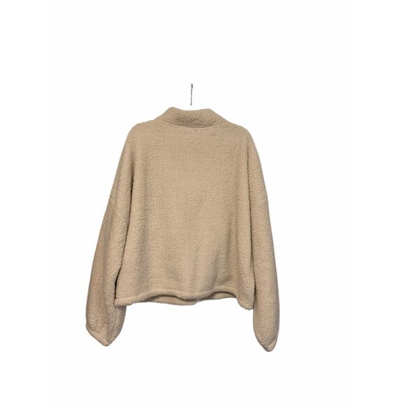 Express Sherpa Teddy Zip Jacket Beige Faux Fur Fleece Coat XL NWT Minimalist - Picture 2 of 6